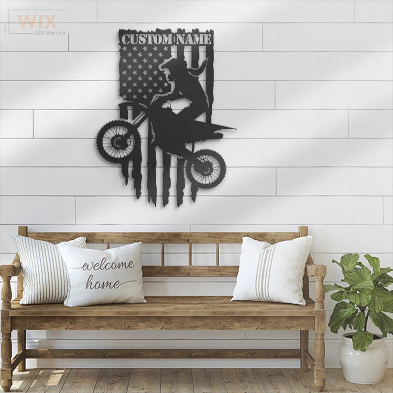 Motorcycle LED Metal Sign - Wix Decor