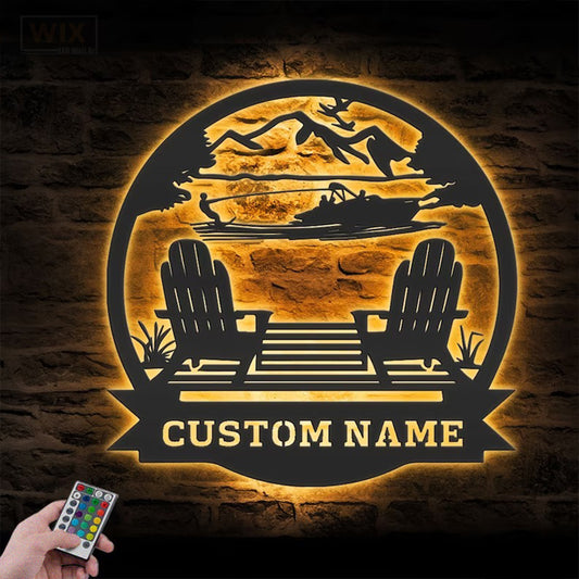 Lake House LED Metal Sign