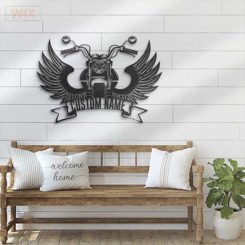 Motorcycle LED Metal Sign - Wix Decor