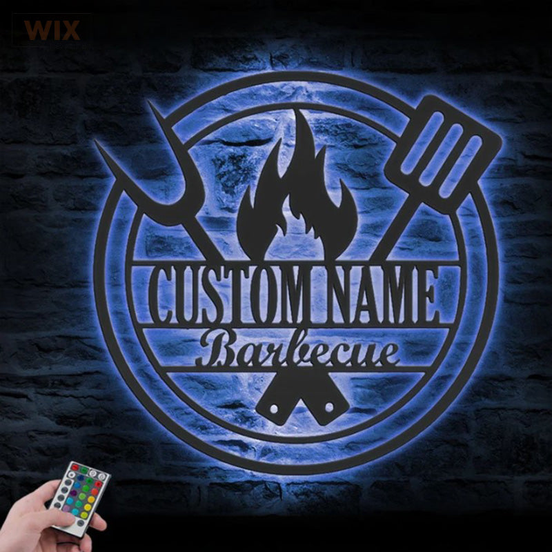 BBQ & Patio LED Metal Sign - Wix Decor