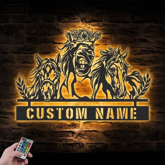 Horse LED Metal Sign
