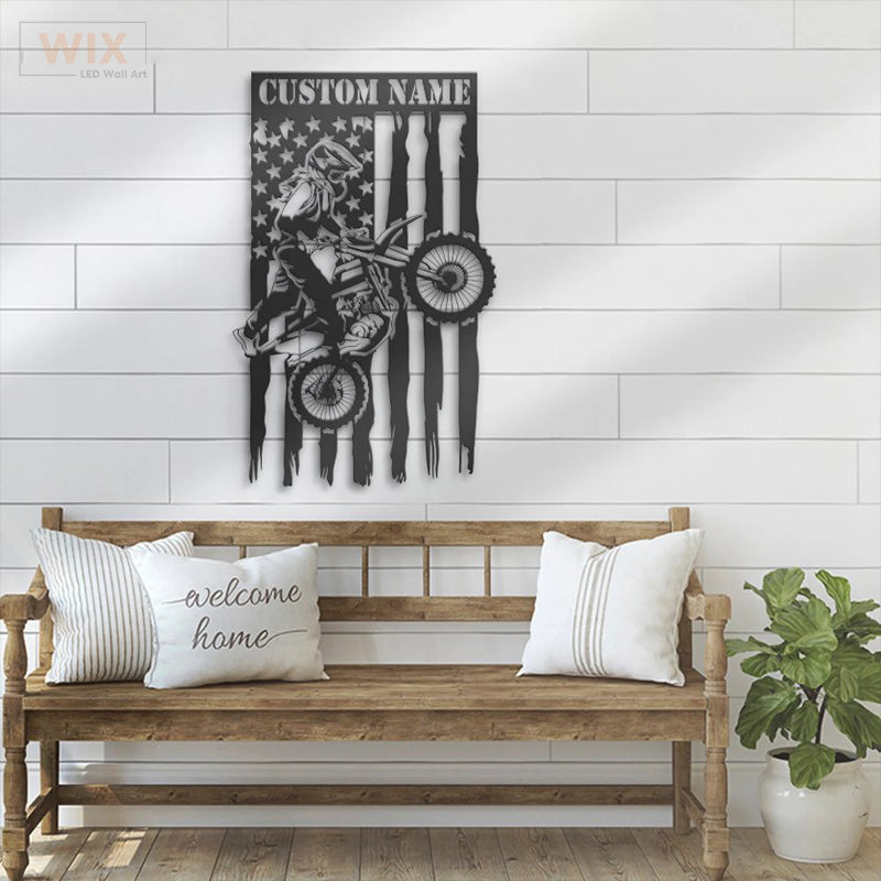Motorcycle LED Metal Sign - Wix Decor