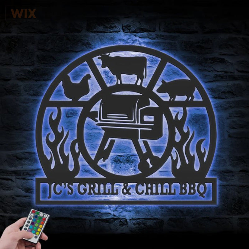 BBQ & Patio LED Metal Sign - Wix Decor