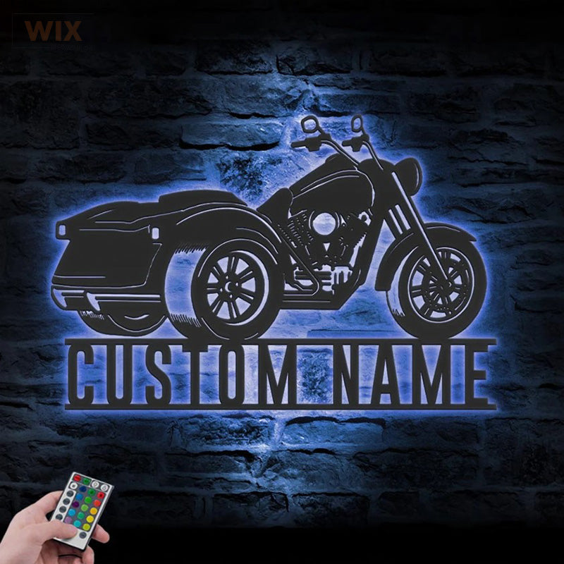 Motorcycle LED Metal Sign - Wix Decor