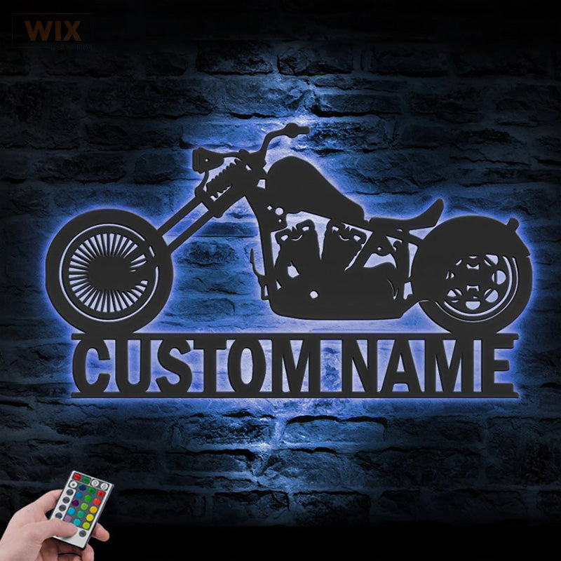 Motorcycle LED Metal Sign - Wix Decor