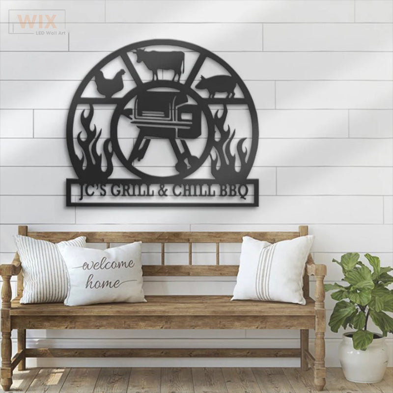 BBQ & Patio LED Metal Sign - Wix Decor