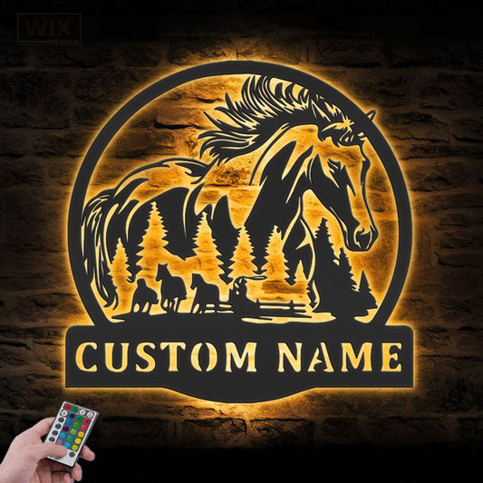 Horse LED Metal Sign