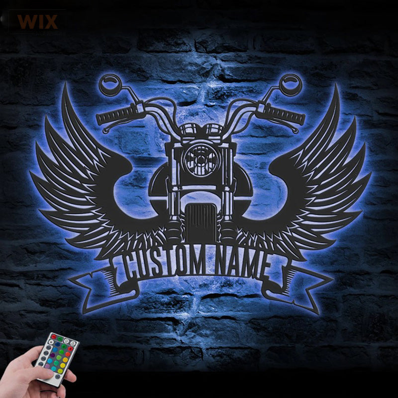 Motorcycle LED Metal Sign - Wix Decor