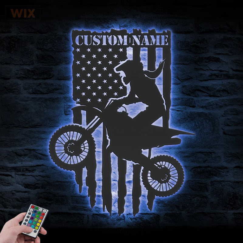 Motorcycle LED Metal Sign - Wix Decor