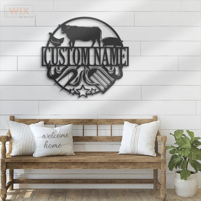 BBQ & Patio LED Metal Sign - Wix Decor