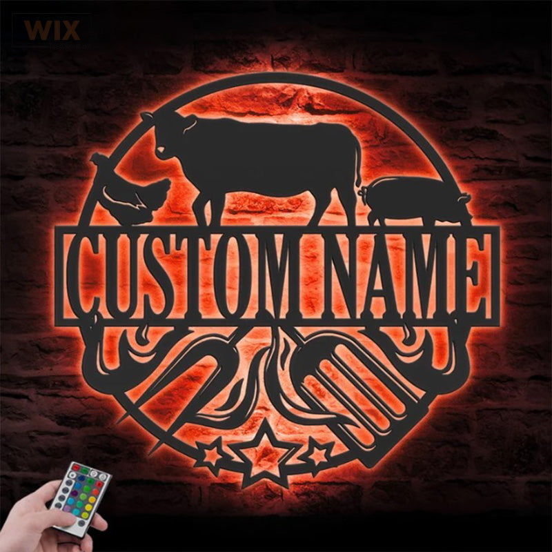 BBQ & Patio LED Metal Sign - Wix Decor