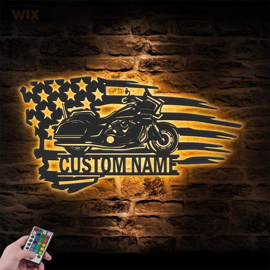 Motorcycle LED Metal Sign - Wix Decor