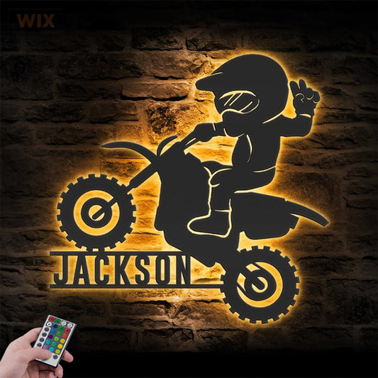 Motorcycle LED Metal Sign - Wix Decor