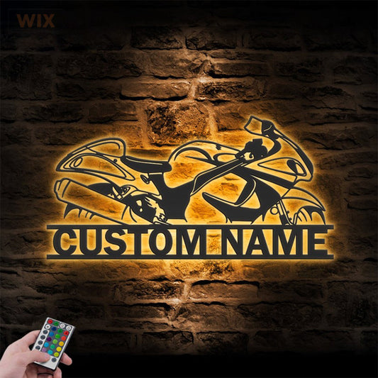 Motorcycle LED Metal Sign - Wix Decor