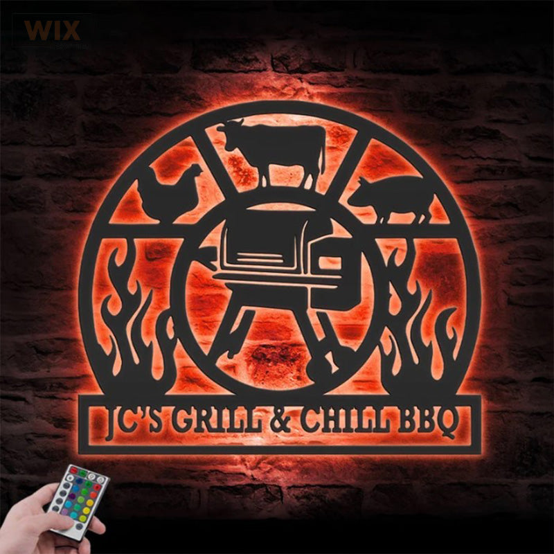 BBQ & Patio LED Metal Sign - Wix Decor