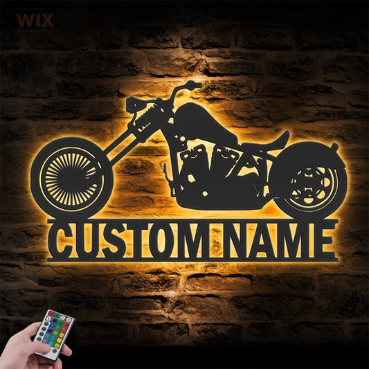 Motorcycle LED Metal Sign - Wix Decor