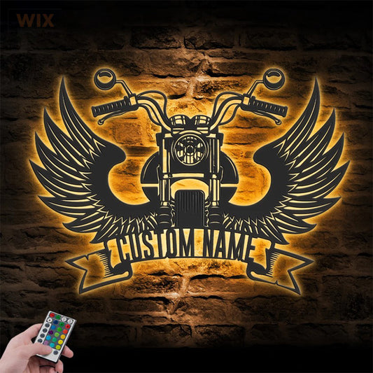 Motorcycle LED Metal Sign - Wix Decor