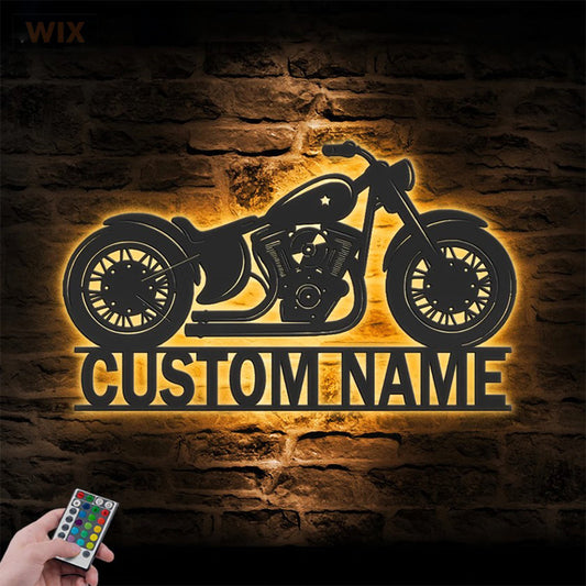 Motorcycle LED Metal Sign - Wix Decor