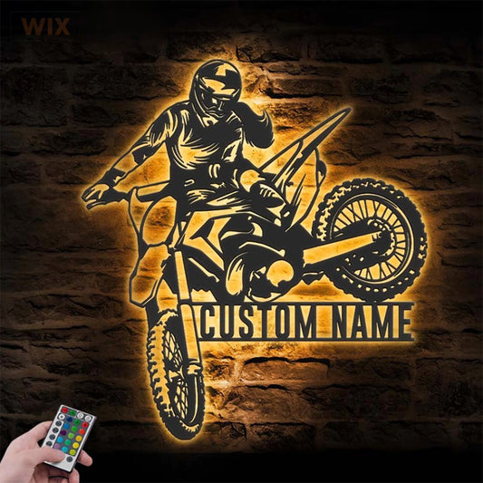 Motorcycle LED Metal Sign - Wix Decor