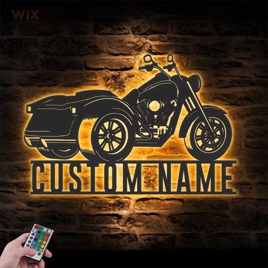 Motorcycle LED Metal Sign - Wix Decor