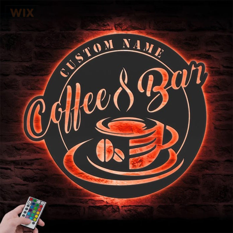 Coffee Shop LED Metal Sign - Wix Decor