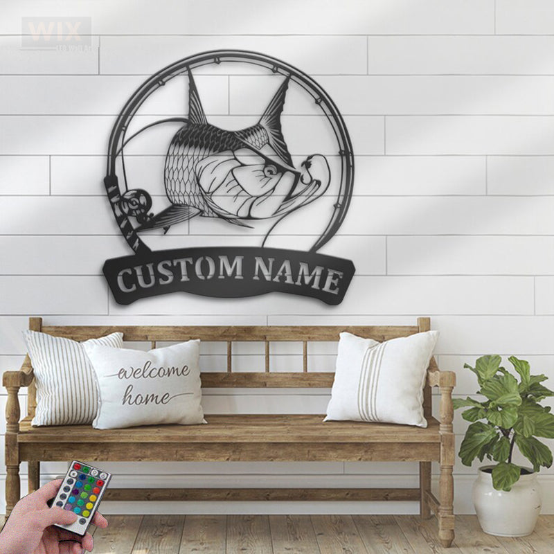 Fishing LED Metal Sign - Wix Decor