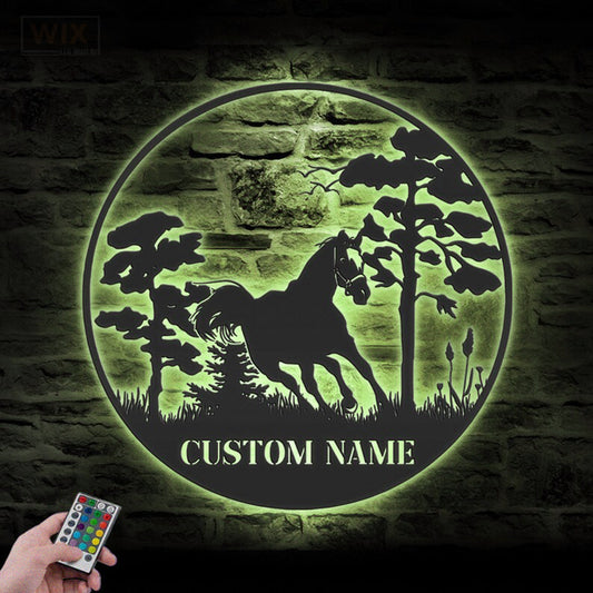 Horse LED Metal Sign