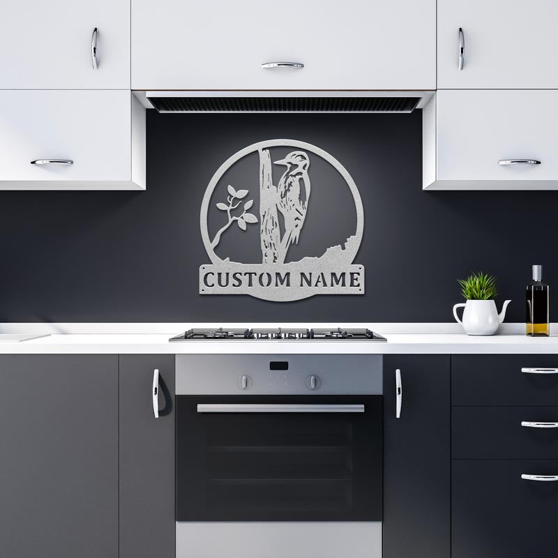 Custom Name Bird woodpecker Name Sign Decoration For Room, Metal Wall Signs - WixDecor