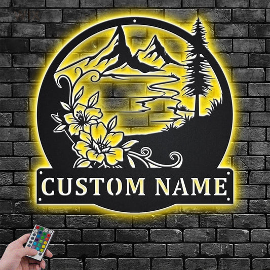 Lake House LED Metal Sign