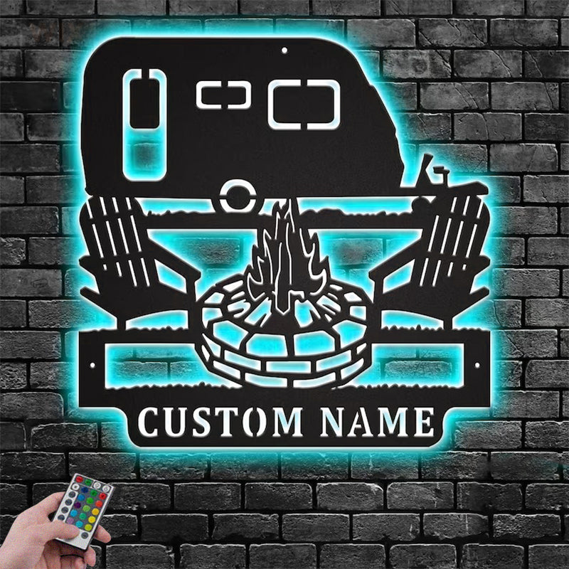 Camping & Hiking LED Metal Sign - Wix Decor