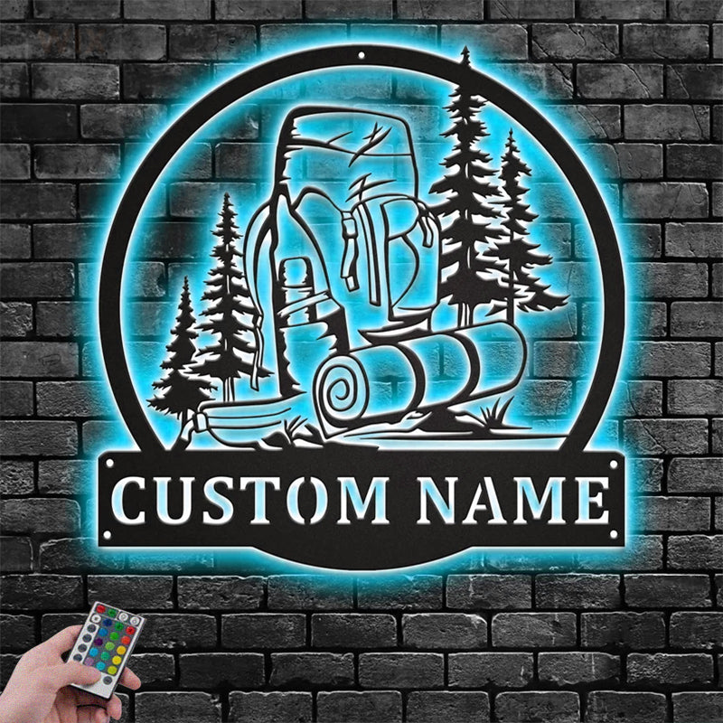 Camping & Hiking LED Metal Sign - Wix Decor
