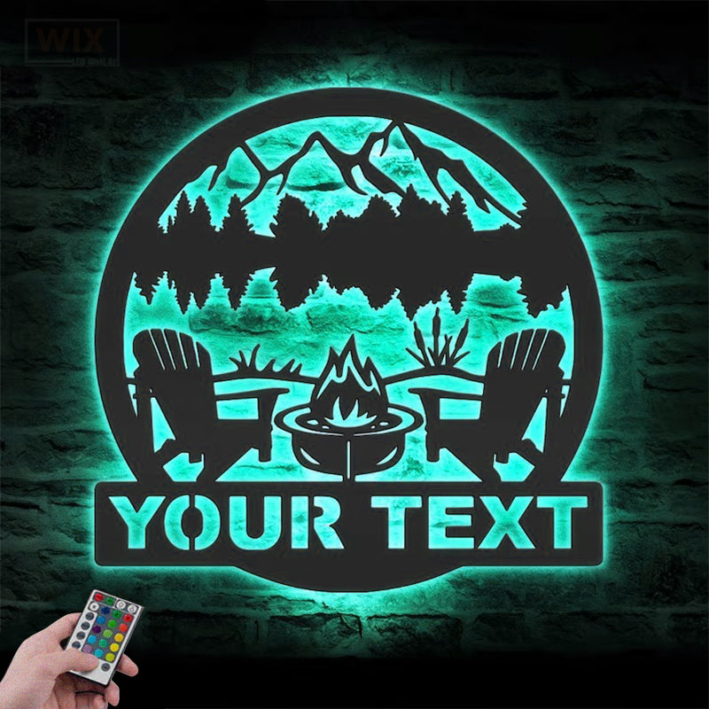 Camping & Hiking LED Metal Sign - Wix Decor