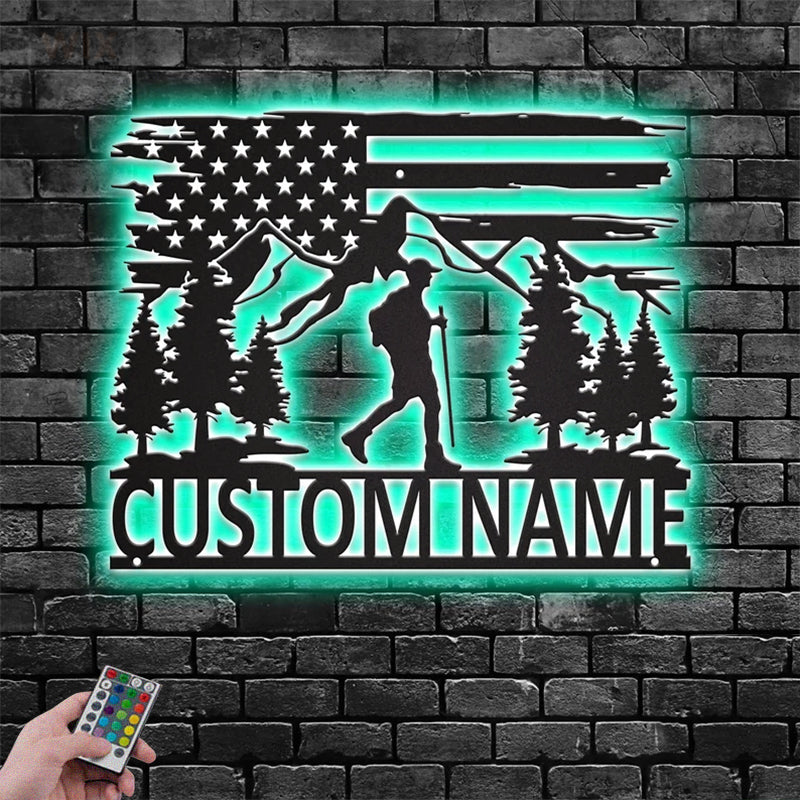 Camping & Hiking LED Metal Sign - Wix Decor
