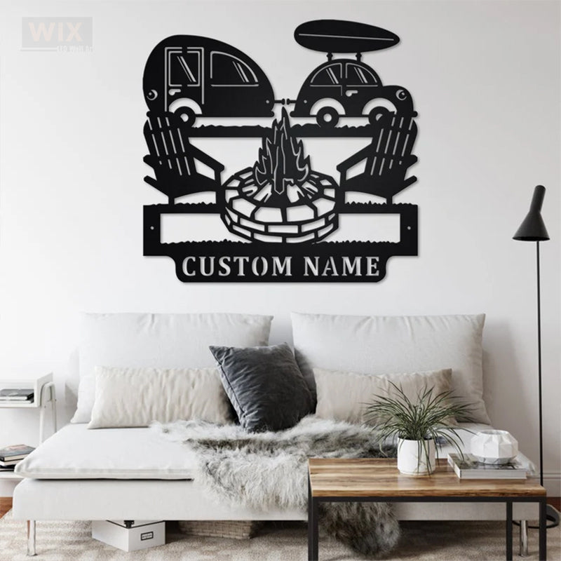 Camping & Hiking LED Metal Sign - Wix Decor