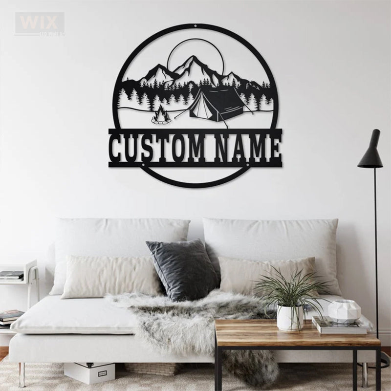 Camping & Hiking LED Metal Sign - Wix Decor