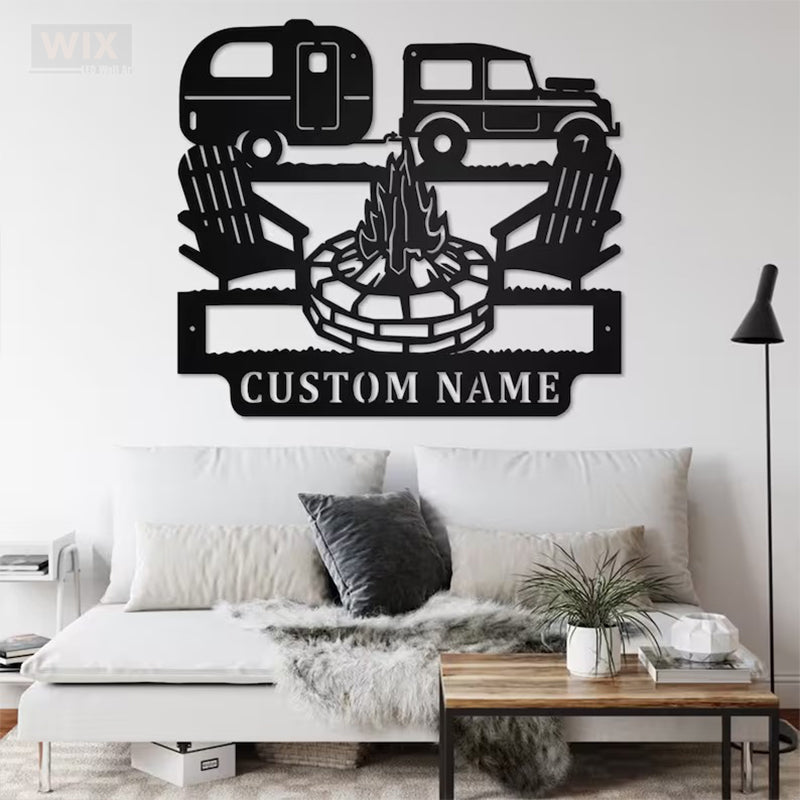 Camping & Hiking LED Metal Sign - Wix Decor