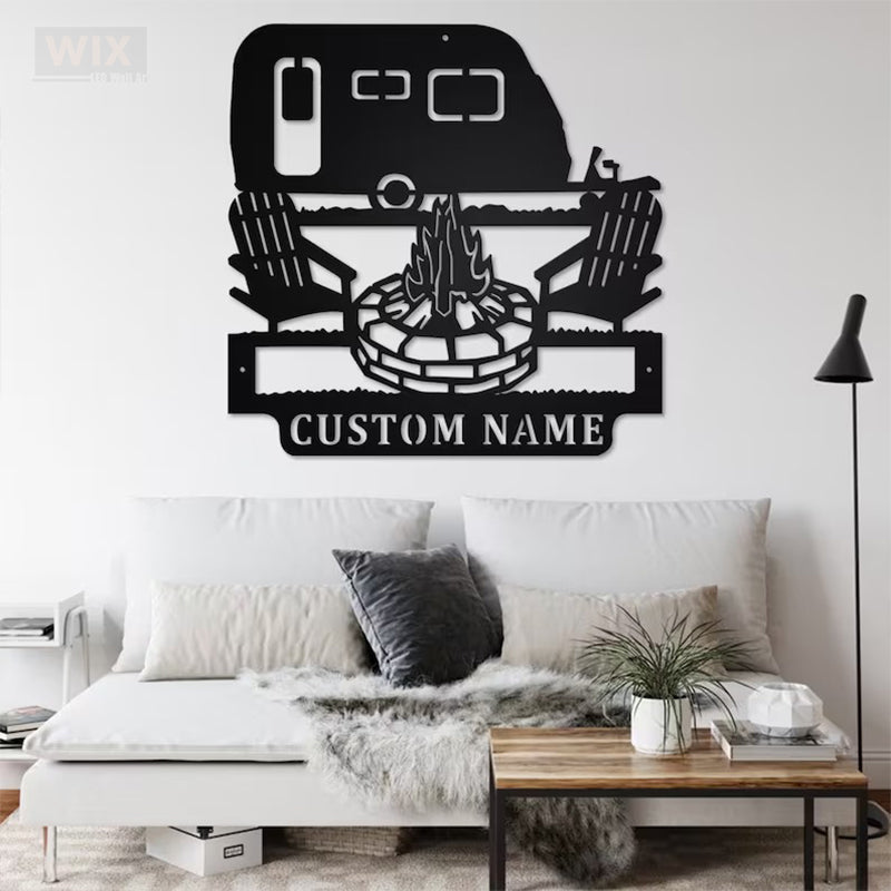 Camping & Hiking LED Metal Sign - Wix Decor