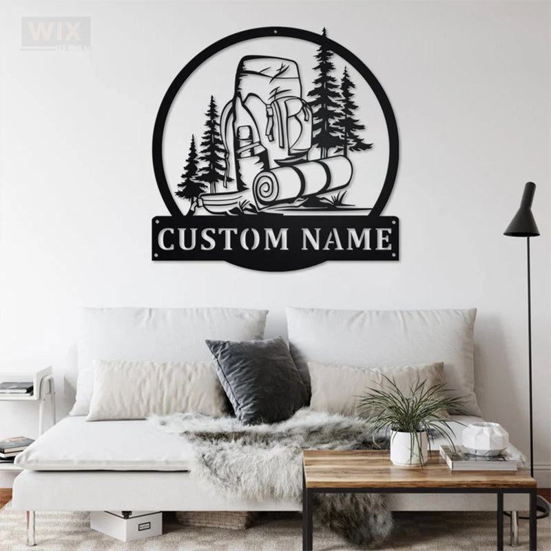 Camping & Hiking LED Metal Sign - Wix Decor