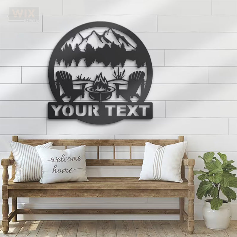 Camping & Hiking LED Metal Sign - Wix Decor