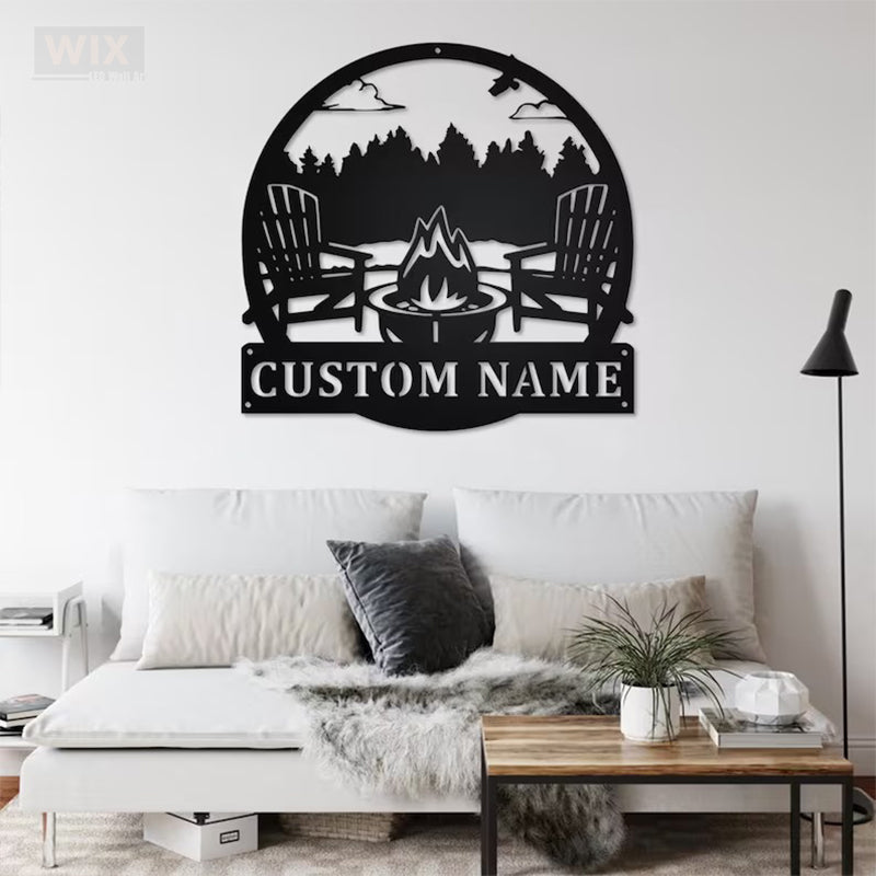 Camping & Hiking LED Metal Sign - Wix Decor
