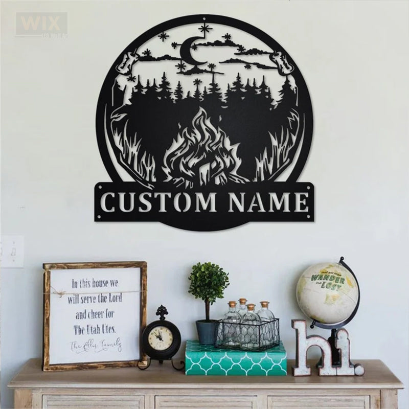 Camping & Hiking LED Metal Sign - Wix Decor