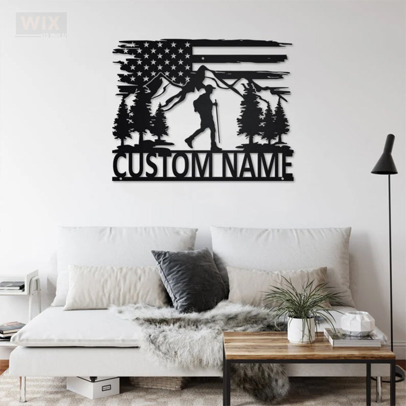 Camping & Hiking LED Metal Sign - Wix Decor
