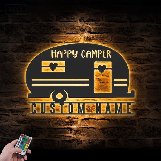 Camping & Hiking LED Metal Sign - Wix Decor