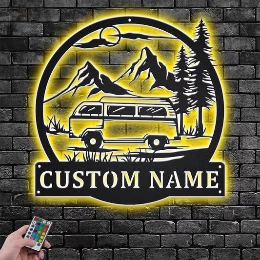 Camping & Hiking LED Metal Sign - Wix Decor