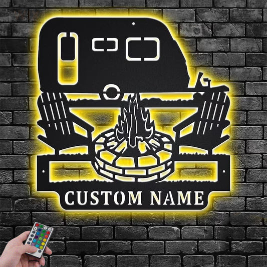 Camping & Hiking LED Metal Sign - Wix Decor