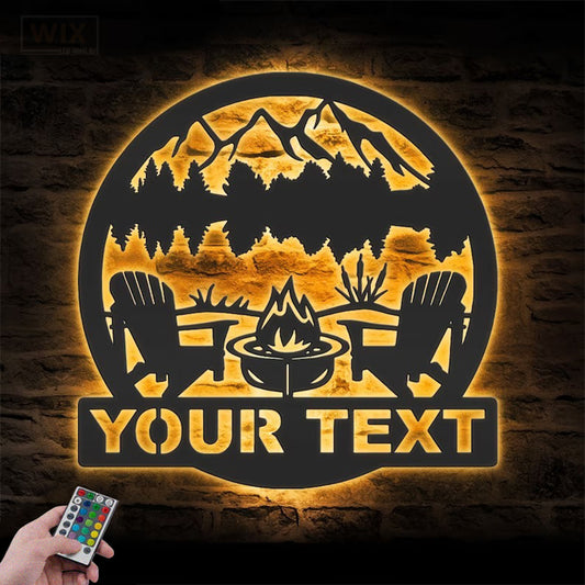 Camping & Hiking LED Metal Sign - Wix Decor
