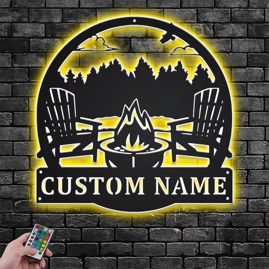 Camping & Hiking LED Metal Sign - Wix Decor