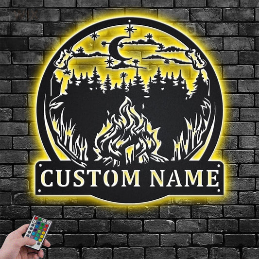 Camping & Hiking LED Metal Sign - Wix Decor