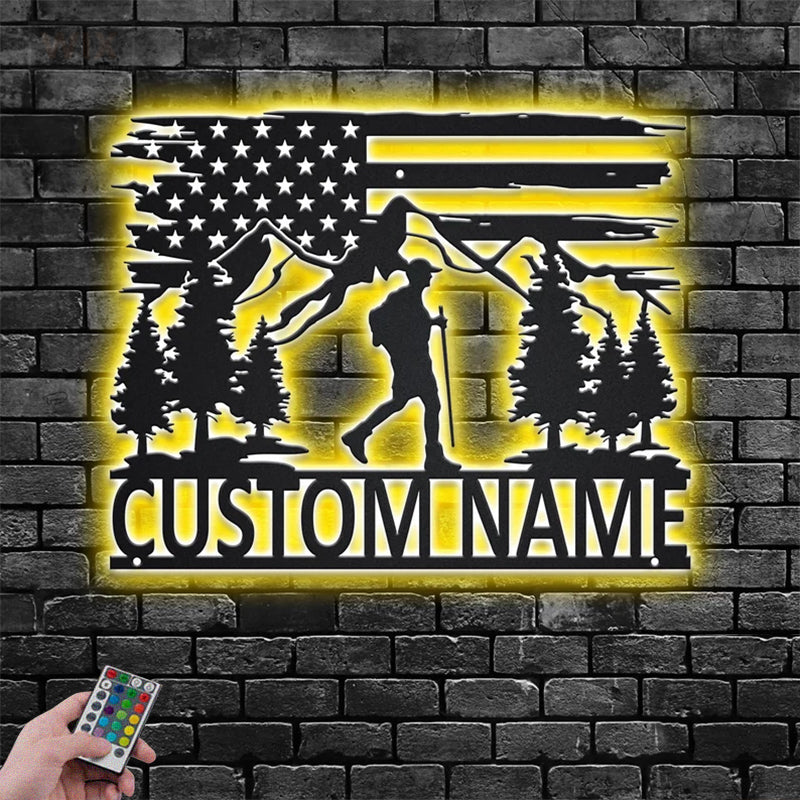Camping & Hiking LED Metal Sign - Wix Decor