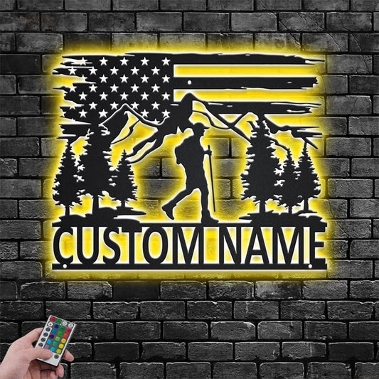 Camping & Hiking LED Metal Sign - Wix Decor